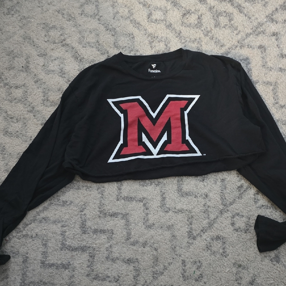 Fanatics Black Crop Top with Red Logo
